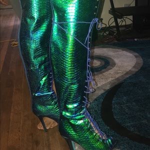 Mermaid metallic over the knee heels